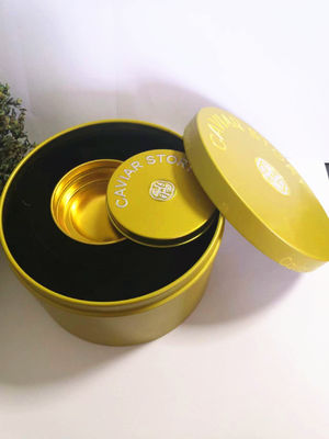 Leere Vakuum-Kaviar-Zinnschachtel für 30g / 50g Kaviar mit Mop-Löffel-Logo