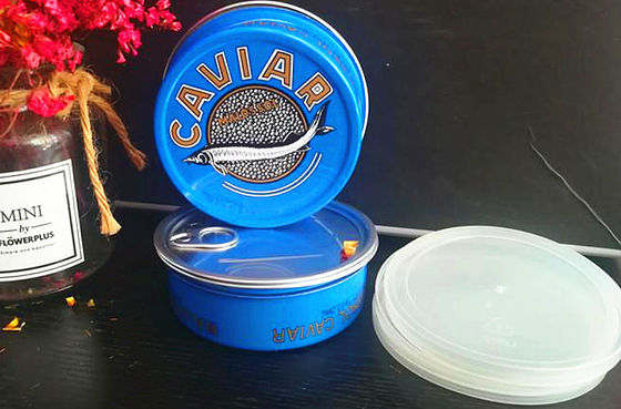 Kaviar Ring ziehen Tin leicht offenen Kaviar Tin in Aluminium mit Plastikdeckel 3.5oz und 7oz