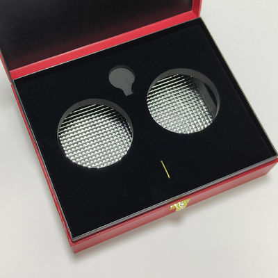 Hochwertige Kaviar-Geschenkbox aus PU-Leder mit Goldfolienlogo für 30g- und 125g-Dose wasserfest