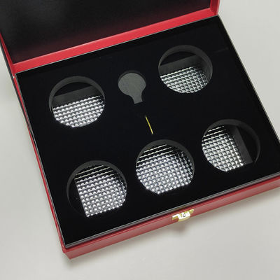 Hochwertige Kaviar-Geschenkbox aus PU-Leder mit Goldfolienlogo für 30g- und 125g-Dose wasserfest
