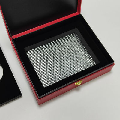 Hochwertige Kaviar-Geschenkbox aus PU-Leder mit Goldfolienlogo für 30g- und 125g-Dose wasserfest