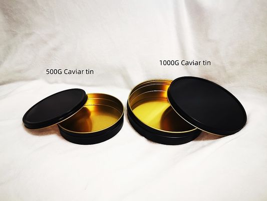 Vakuumleere Kaviar-Dose Lebensmittelverpackung 1000 ml/g 1 kg mit mattschwarzem Inneren aus Gold