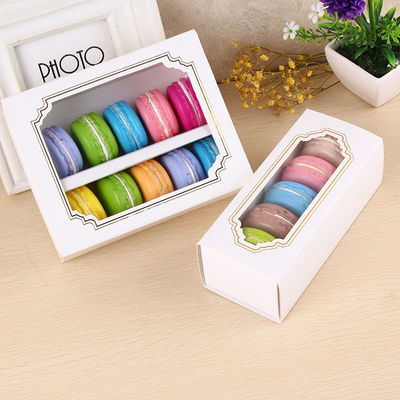 Personalisierte Macaron-Food-Verpackungskiste mit klarem Fenster 15,7x12,8x5,8cm
