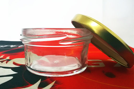 Hochtransparentes Glaskaviarglas mit Metalldeckel