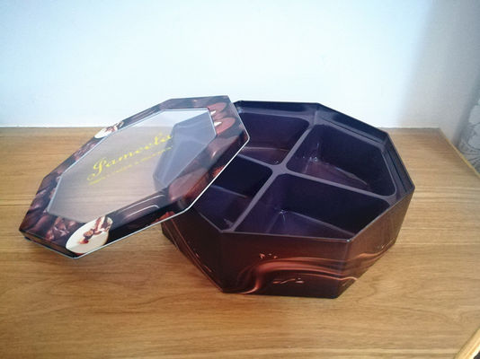 Dekorative Cookie Tin Box Hexagonal Form mit PET-Fenster Custom gedruckt