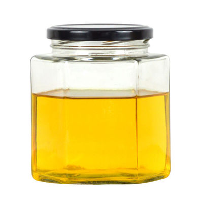 Hexagon-Flasche aus klarem Glas 100 ml 500 ml mit Metalldeckel für Honigcreme