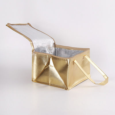 Custom Printing Goldene weichseitige isolierte Kühltasche für ein Picknick mit Außentür