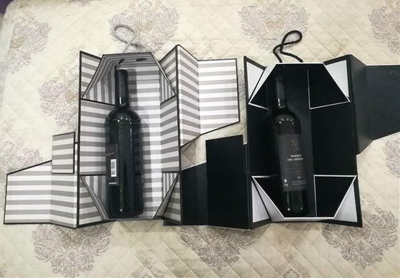 Luxus-Faltkarton mit Magnetverschluss Verpackung Weinflasche Handarbeit