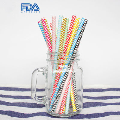 FDA-Zertifikat Einweg-biologisch abbaubare Papierstrohhalme mit unterschiedlichem Muster