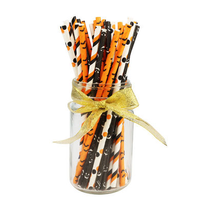 Halloween-Tag einzeln verpackt Papierstrohhalme Trinken Einwegfarben
