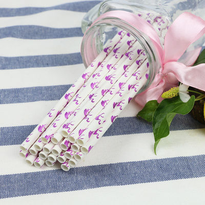 Flamingo-Muster-Gold-biologisch abbaubare Papierstrohhalme, Einweg-Papierlöffelhalme