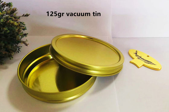 125 g Runde Vakuumleere Kaviarblechflasche mit 0,28 mm Blechdruck